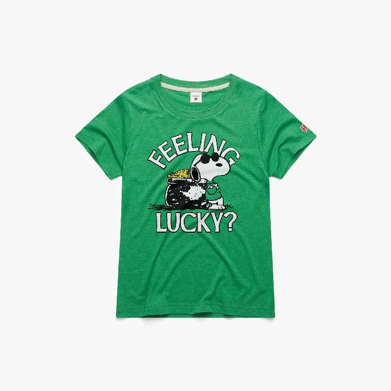 Women's Blouse with Straight HemWomen's Peanuts Snoopy Feeling Lucky