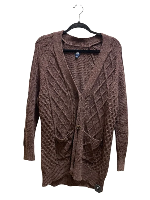 Women's Wide Collar SweatersSweater Cardigan By Gap In Brown, Size: S