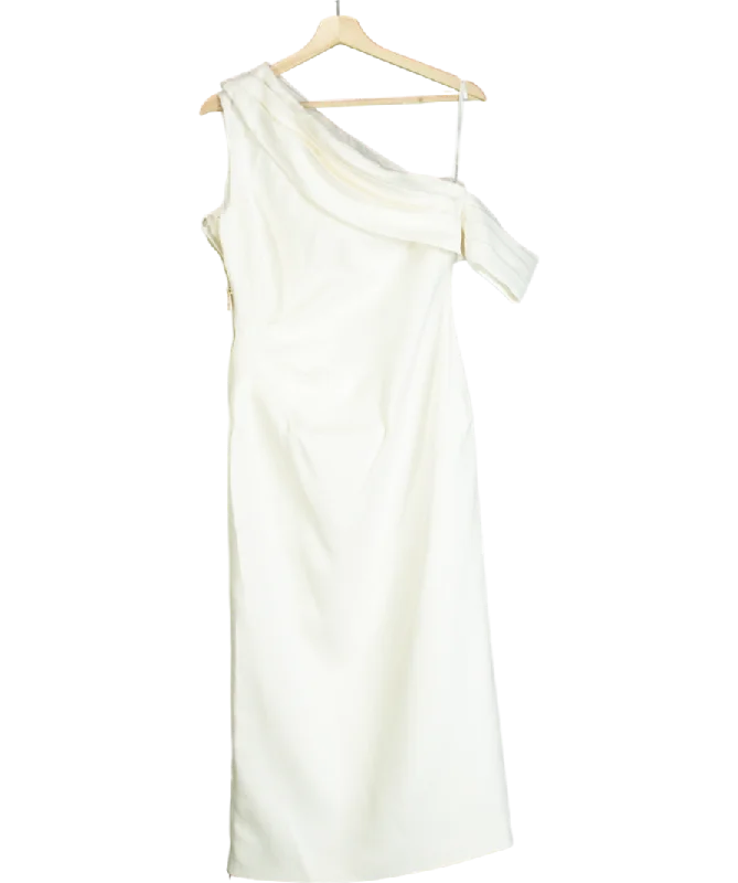 Women's Bell Sleeve SweatersKaren Millen White Tailored One Shoulder Folded Maxi Dress UK 8