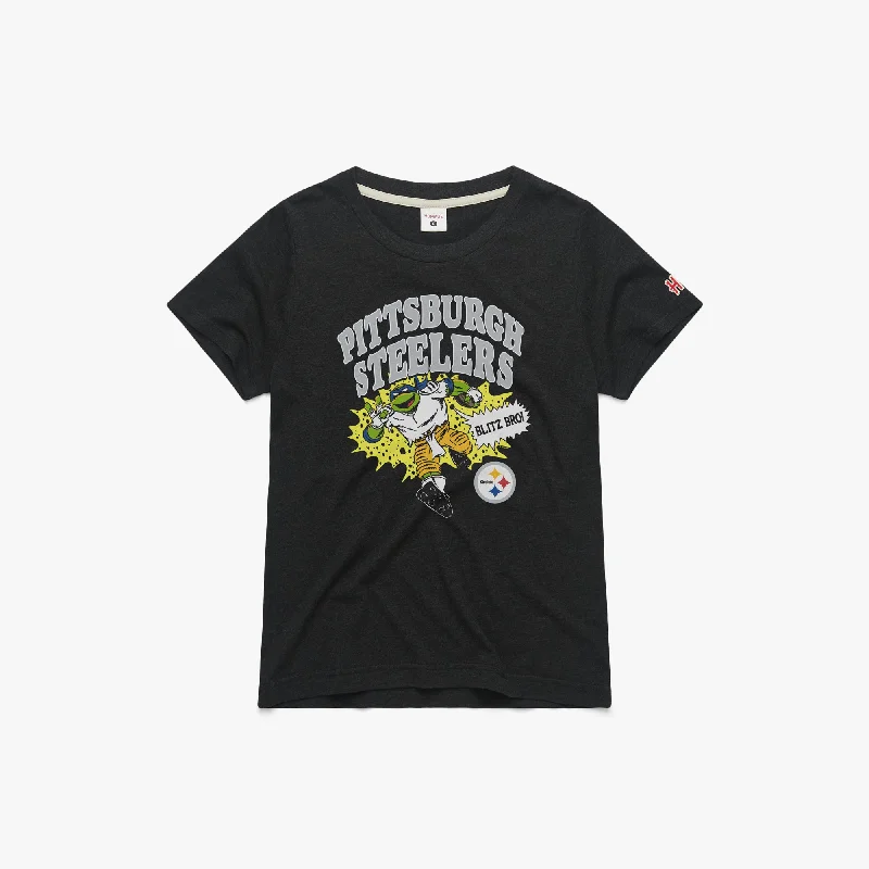 Women's Blouse with Boat CollarWomen's TMNT Leonardo x Pittsburgh Steelers