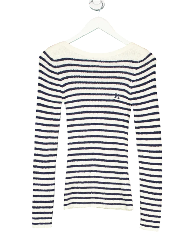 Women's Rounded Collar SweatersRouje Cream/Black Classic Breton Mylene Striped Sweater UK 10