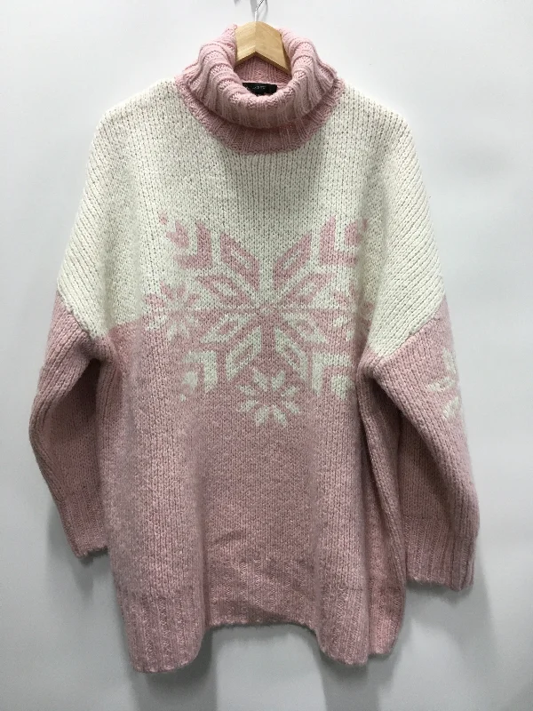 Women's Aran Knit SweatersSweater By J. Crew In Pink & White, Size: Xxl