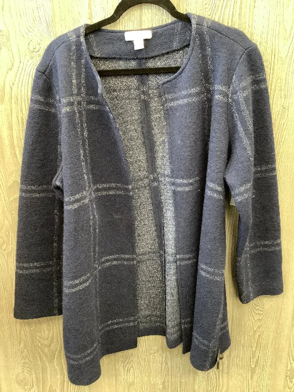 Women's Serbian Wool SweatersSweater Cardigan By Appleseeds In Blue, Size: Xl