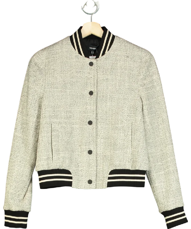 Women's Latvian Wool SweatersME+EM White Italian Sporty Tweed Bomber UK 6