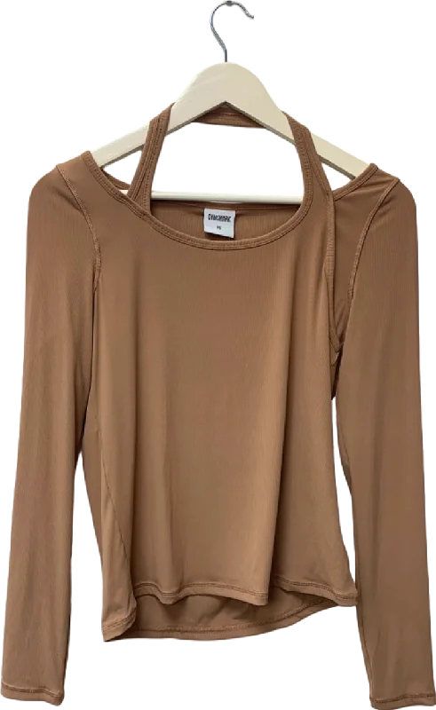 Women's Armenian Wool SweatersGymshark Brown Long Sleeve Top UK XS