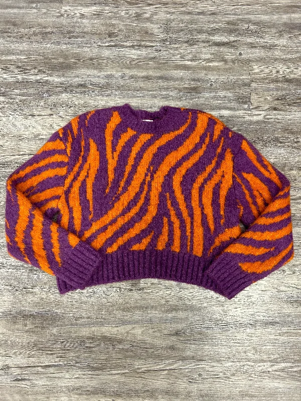 Women's Keyhole Collar SweatersSweater By Zara In Orange & Purple, Size: S