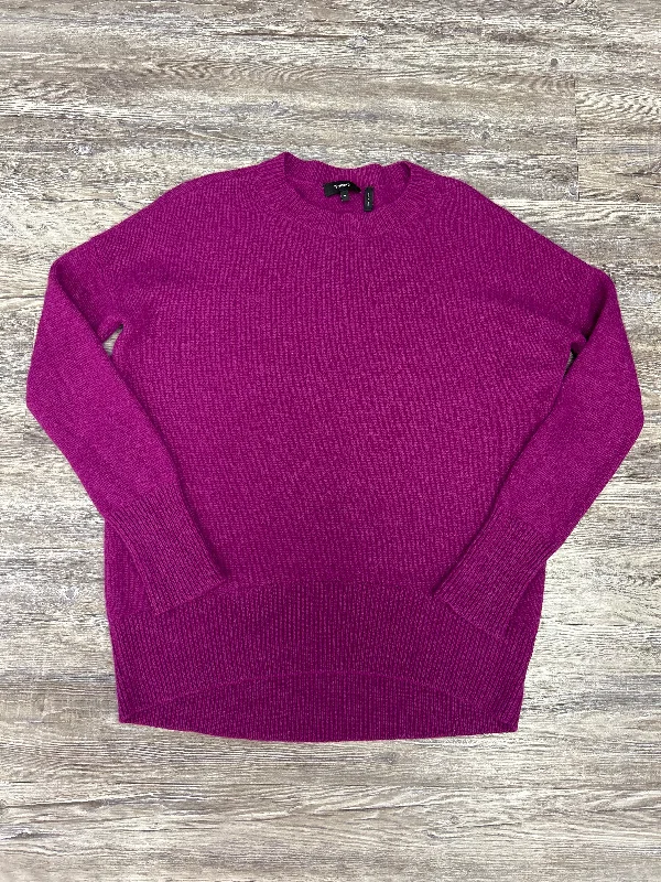 Women's V-Neck Woolen SweatersSweater Cashmere By Theory In Purple, Size: Xs