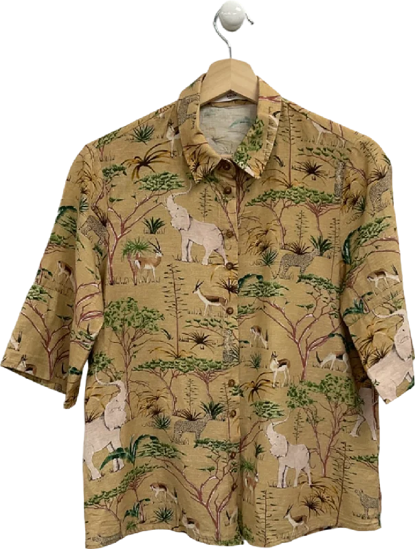 Women's Zip-Up SweatersMNG Khaki Safari Print Shirt UK XS