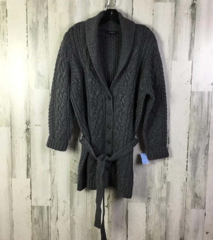 Women's Shirt Collar SweatersSweater Cardigan By Lands End In Grey, Size: Xl