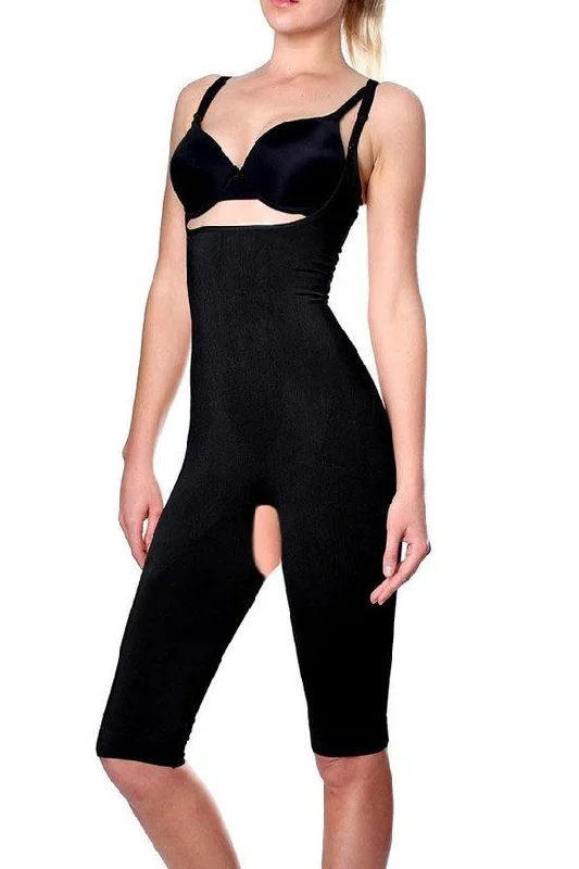 seamless shapewear for figure-hugging dressesKnee Length Full Body Open Crotch Slimmer