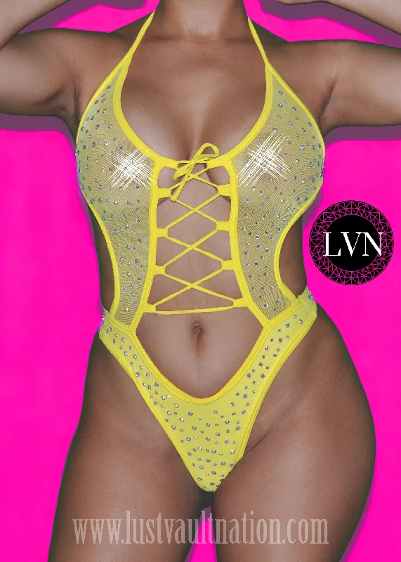 lightweight shapewear for warm weatherLace-Up Front Mesh Bodysuit for Exotic Dancers