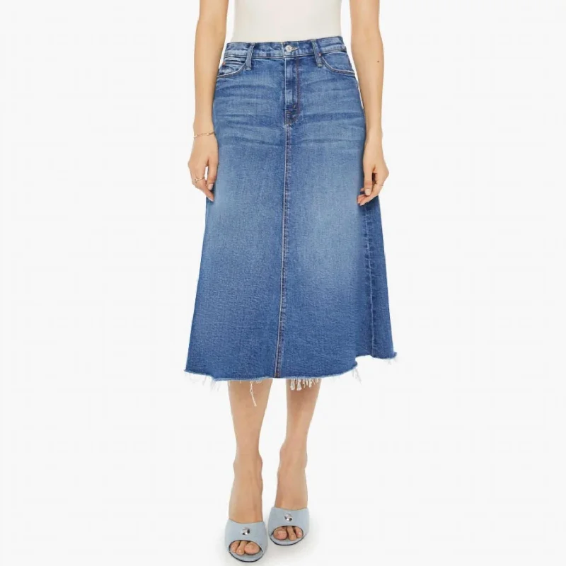 Women's Shawl Collar SkirtsThe Circle Midi Fray Skirt In Dream Team