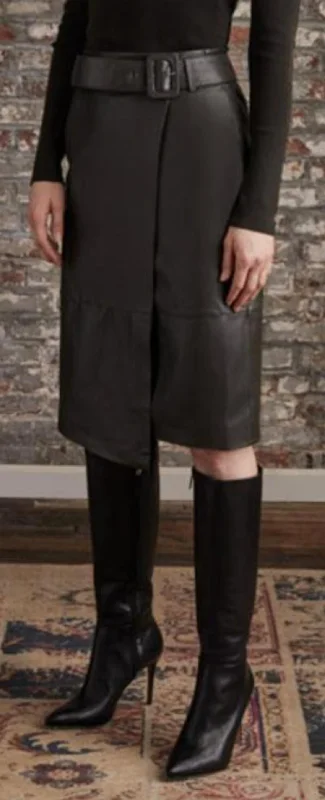 Women's Asymmetrical SkirtsLeather Wrap Skirt In Military