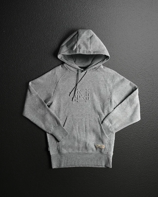 Women's Hooded Sweatshirts with Brocade LiningEMBOSSED PULLOVER - GREY