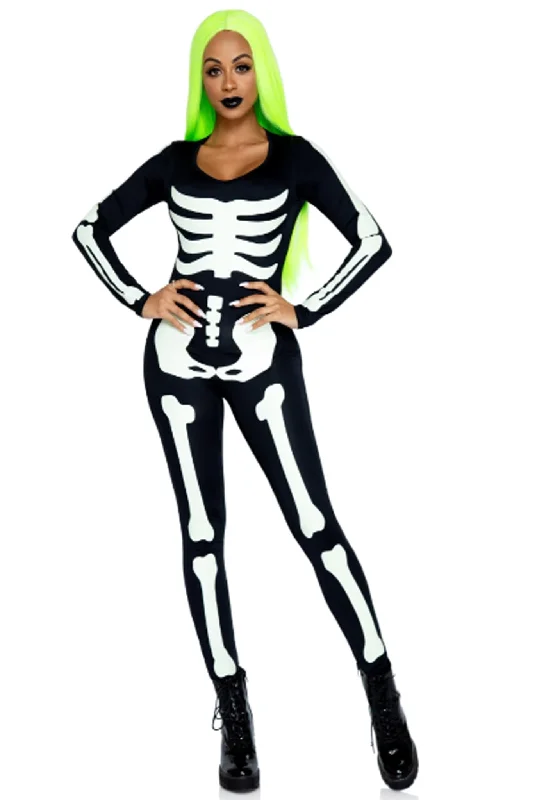 women's pajamas for all-night comfortPrinted Glow In The Dark Skeleton Catsuit