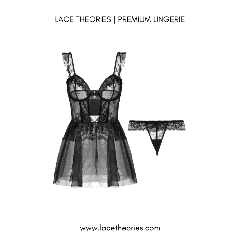 mastectomy form-fitting braMyra Lace Lingerie In Black