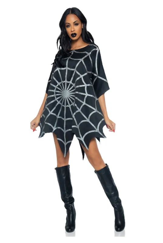 women's pajamas for those who cherish their bedtime routinesGlitter Spider Web Costume Poncho