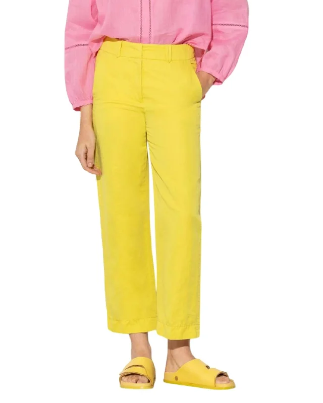 Women's Jodhpurs with Keyhole NeckWomen's Crop Linen Trouser In Lemon