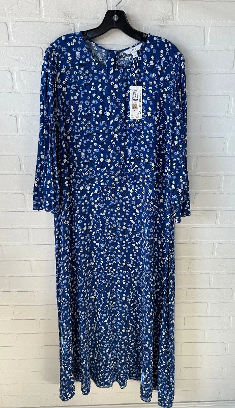 Women's Cut-Out DressesDress Casual Maxi By M&S In Blue & White, Size: 2x