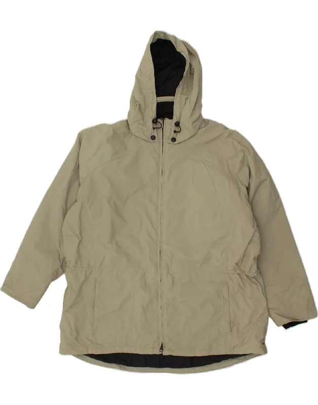 Women's Button-Up CoatsEDDIE BAUER Womens Hooded Windbreaker Coat UK 20 2XL Beige Nylon