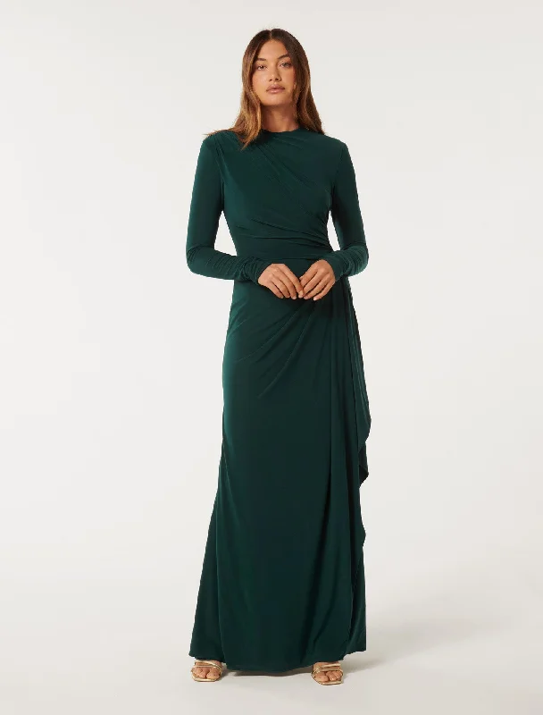 Women's Collarless DressesAudrey Long Sleeve Maxi Dress