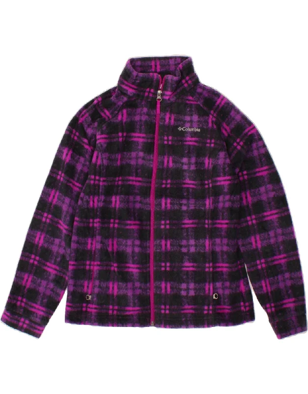 Women's Parka CoatsCOLUMBIA Womens Fleece Jacket UK 14 Large Purple Check Polyester