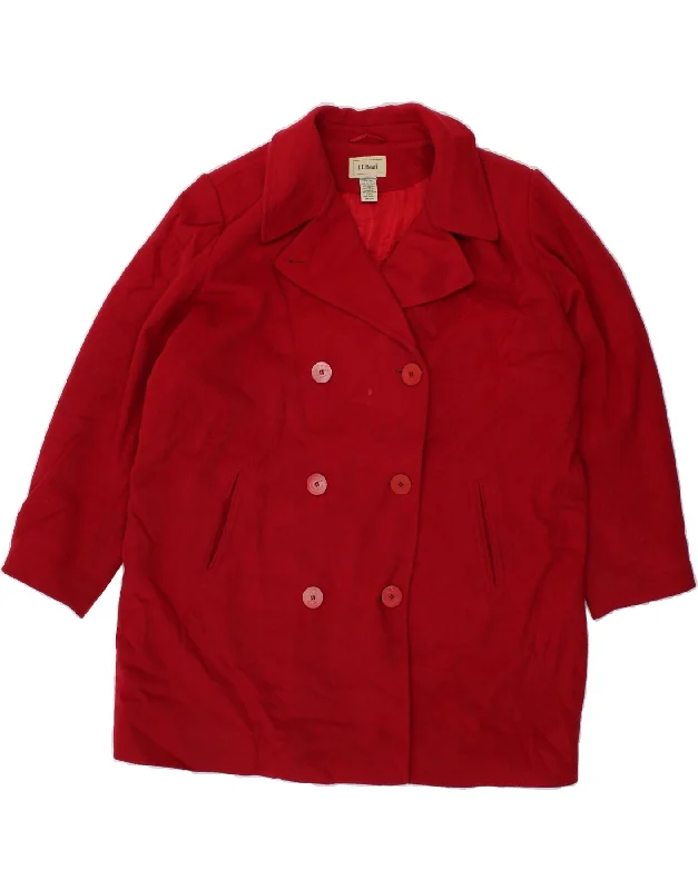 Women's Duffle CoatsL.L.BEAN Womens Oversized Double Breasted Coat UK 18 XL Red Wool