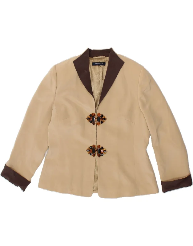 Women's Coats with Fur Trimmed ButtonsWINDSMOOR Womens Blazer Jacket UK 14 Medium Beige Silk