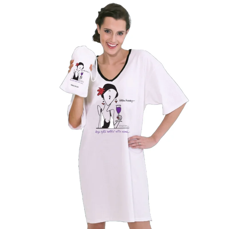 women's pajamas for a good night's sleep"Age gets better with wine"  NightShirt In A Bag