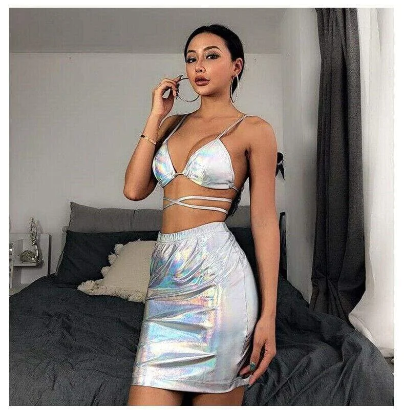 Women's Cotton SkirtsFashionSierra - Women 2 Piece Summer Backless Bodycon Crop Tops and Skirt Set Short Mini Dress Party Sexy Ladies Clubwear Set