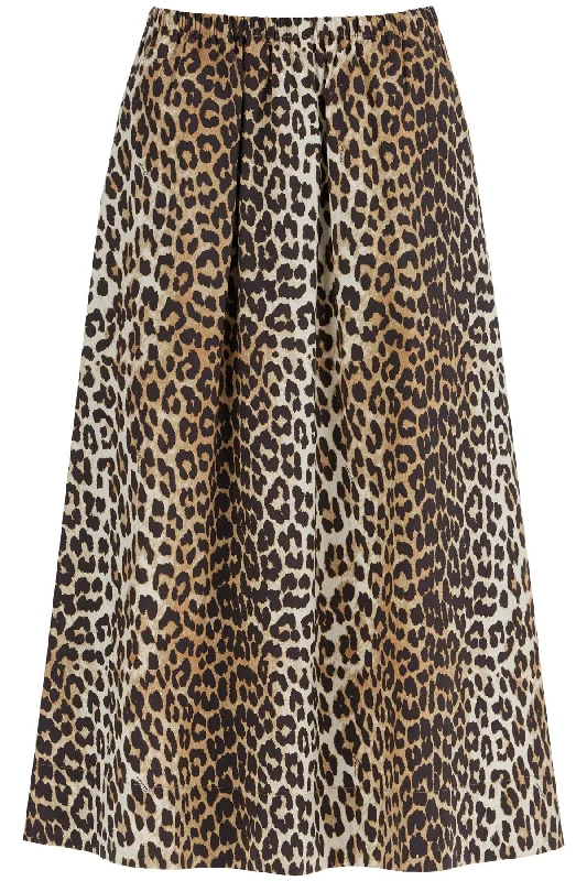 Women's Notched Collar SkirtsGanni Women's Long Leopard Print Maxi Skirt