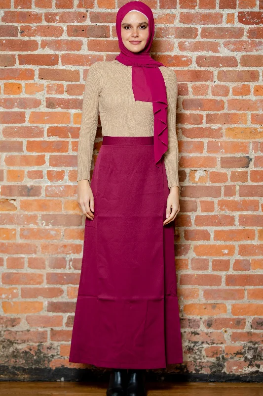 Women's Ribbed SkirtsBurgundy Pencil Maxi Skirt-CLEARANCE