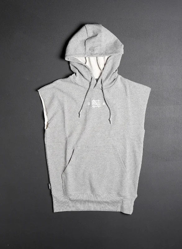 Women's Hoodie JacketsEMB SLEEVELESS HOODIE - GREY