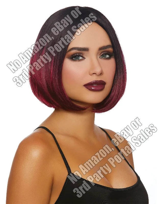 women's pajamas for those who love to indulgeMid-length Ombre Bob Wig - Black-burgundy