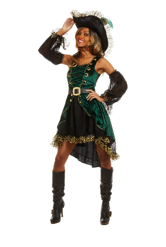 women's pajamas for winter warmthFour-Piece Emerald Pirate Costume Set