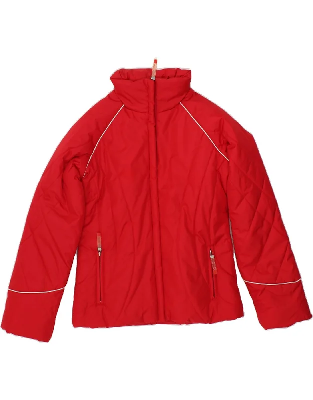 Women's Coats with Fur Trimmed CollarVINTAGE Womens Padded Jacket UK 10 Small  Red Polyester