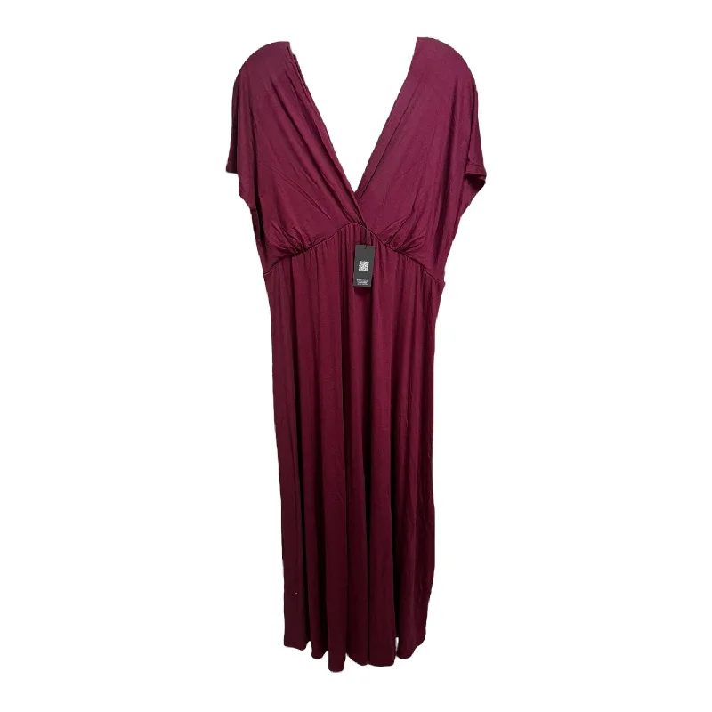 Women's High Collar DressesDress Casual Maxi By 24seven In Maroon, Size: 2x