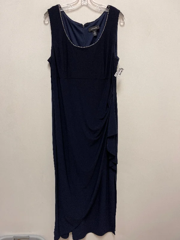 Women's Boat Collar DressesDress Casual Maxi By R And M Richards In Navy, Size: 2x