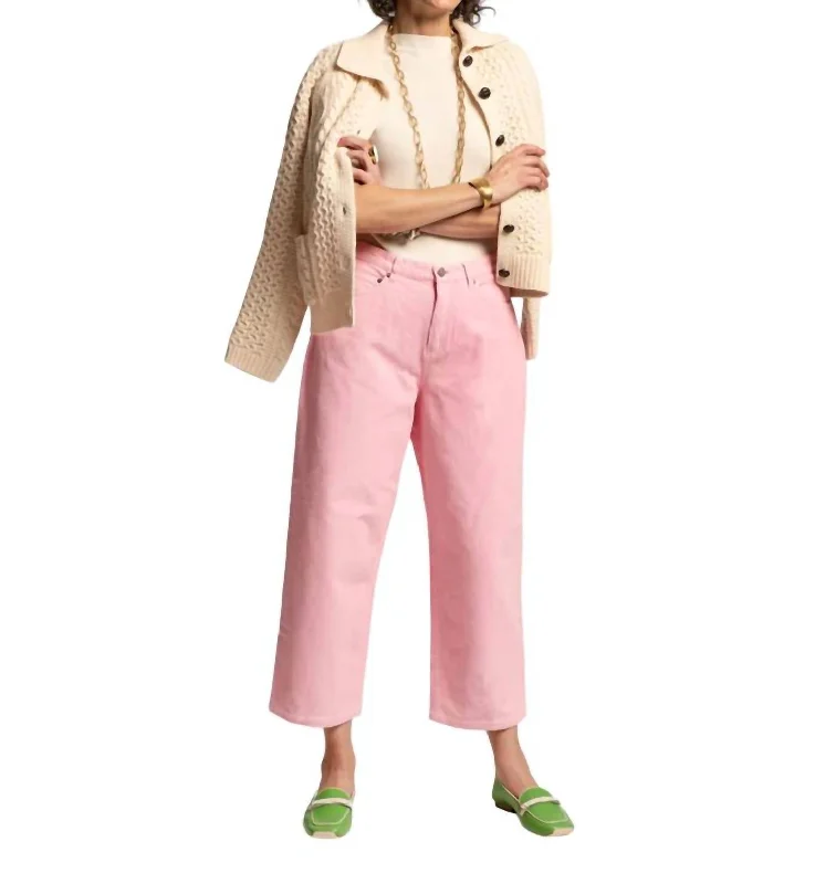 Women's Jodhpurs with ElasticJane Corduroy Straight Pant In Pink