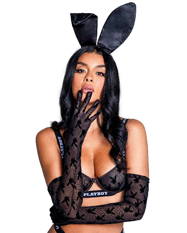 women's pajamas made in USAPBLI129 - Playboy Bunny Noir Gloves