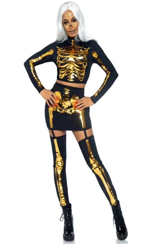 women's pajamas for those who value qualityGolden Skeleton Crop Top and Skirt