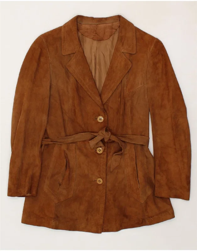 Women's Long CoatsVINTAGE Womens Suede Jacket UK 10 Small Brown