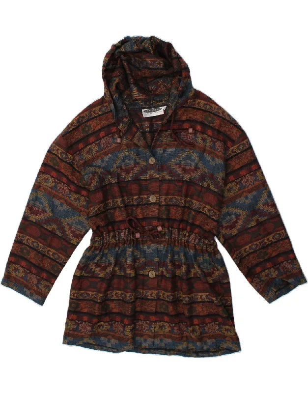 Women's Coats with Fur Trimmed PocketsANYWEAR Womens Hooded Overcoat EU 38 Medium Brown Fair Isle Acrylic Aztec