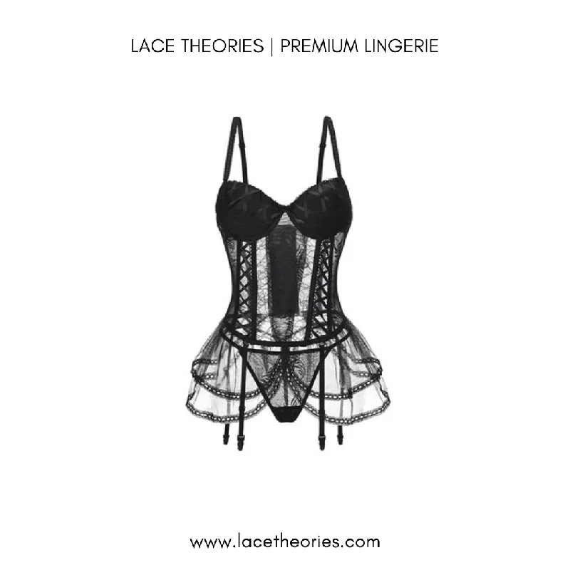 lace front closure braAntheia Premium Lingerie Set In Black