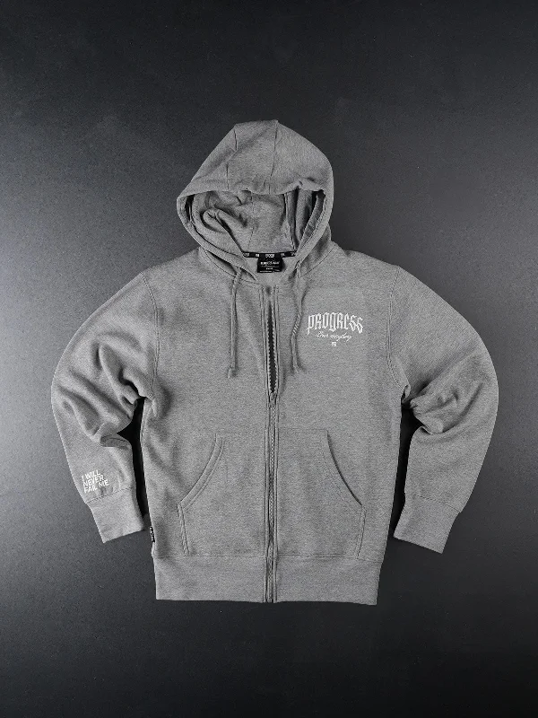 Women's Hooded Sweatshirts with Patch PocketsPROGRESS ZIP-UP- GREY