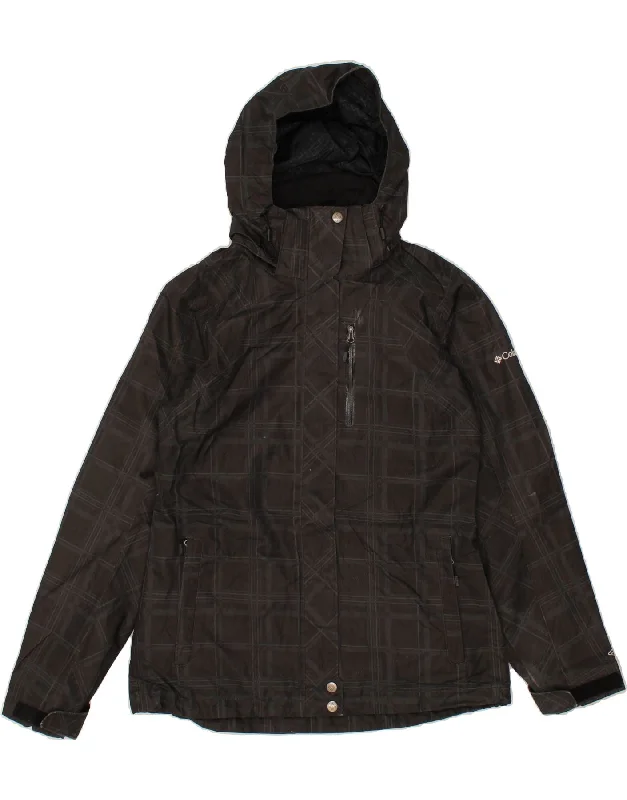 Women's Winter CoatsCOLUMBIA Womens Hooded Windbreaker Jacket UK 14 Medium Black Check Cotton