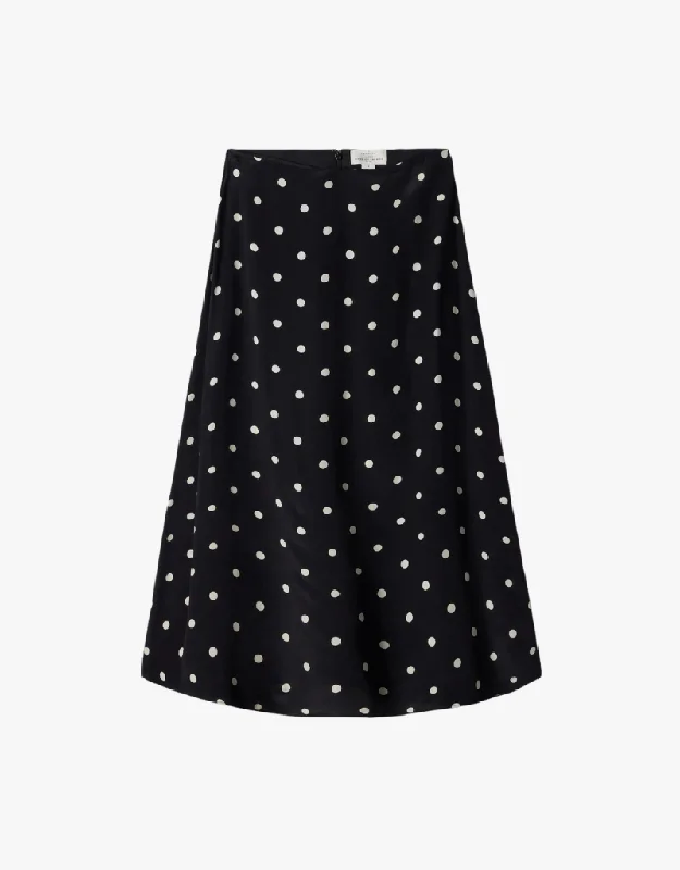 Women's Frayed Hem SkirtsTrovata Demi Skirt in Black Polka Dots