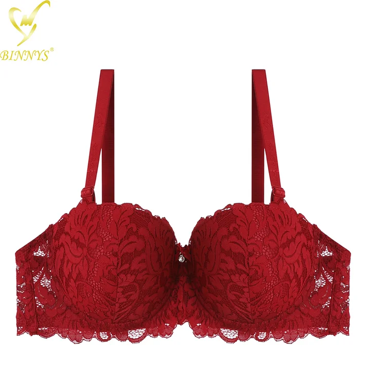 wireless lace bra with adjustable straps for versatilityLace Embrace Double Padded Push Bra