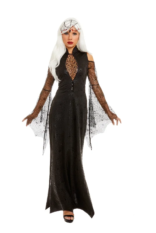 women's pajamas with an elasticized cuffsSpiderweb printed gown