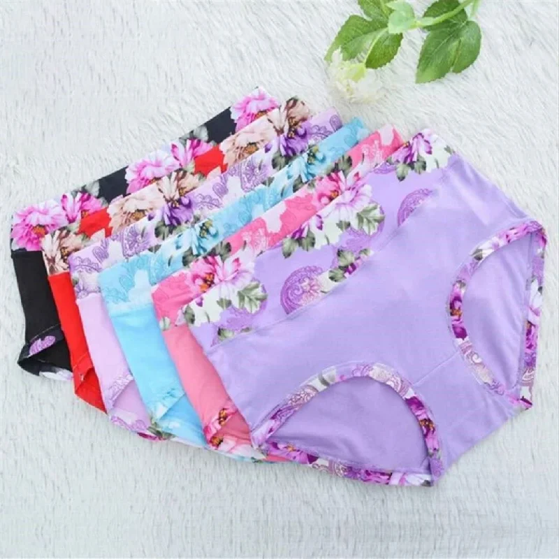 eco-friendly underwear made from sustainable materials5Pcs Print Panties Women's Underwear Cute Cotton Panties Plus Size Briefs Girl Ladies lingeries Panty Sexy Underpants For  Women